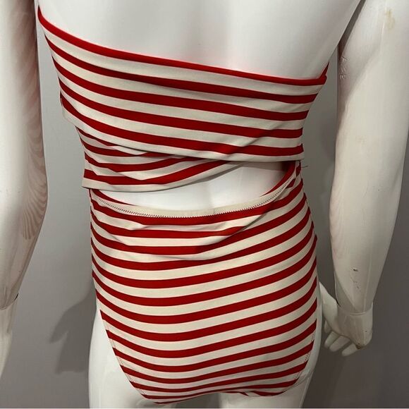 J. Crew Orange and Cream Striped One Piece Criss Cross Back Bathing Suite - 8 - Picture 9 of 15
